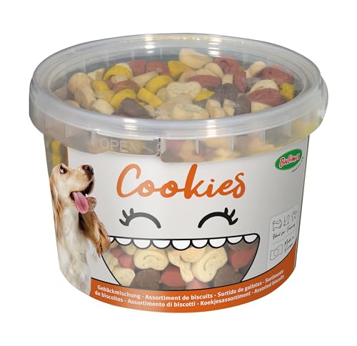 Bubimex - Smiley Cookies Leckerli für Hunde – Kekse Belohnung ideal zum Training – niedriger Fettgehalt – Snack Training – geeignet für alle Rassen und Größen – Eimer mit 1,3 kg von Bubimex