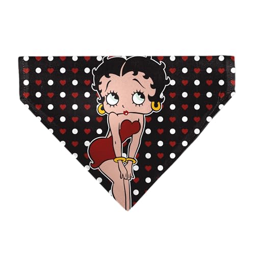 Betty Boop Haustier-Halstuch, Betty Boop, Hände auf Knien, Pose, Herz, gepunktet, Schwarz / Rot von Buckle-Down