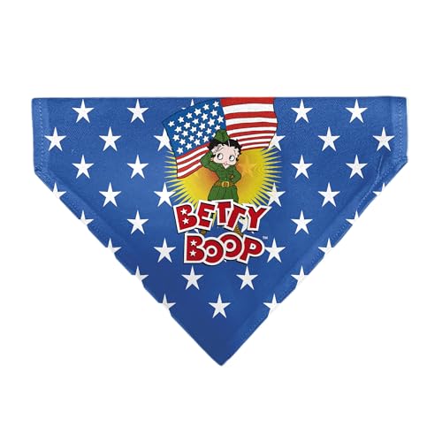 Betty Boop Haustier-Halstuch, Betty Boop Americana Soldier Salute Pose und Sterne, Blau / Weiß von Buckle-Down