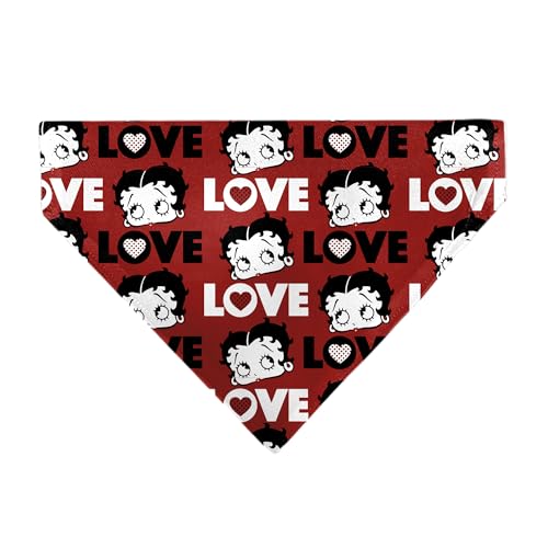 Betty Boop Haustier-Halstuch, Betty Boop Love Text und Gesicht, Rot, Schwarz, Weiß, nur Schlupfhalsband, Bandana von Buckle-Down