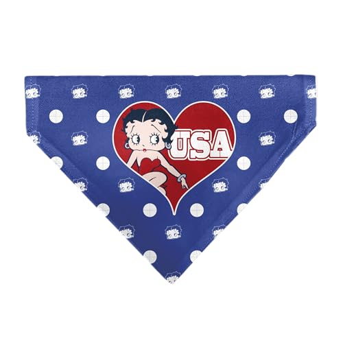 Betty Boop Haustier-Halstuch, Betty Boop USA, Herz-Pose, gepunktet, Blau / Weiß von Buckle-Down