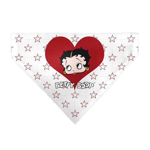 Betty Boop Haustierhalstuch, Betty Boop Gesicht, Herz und Text Sterne, Weiß / Rot von Buckle-Down