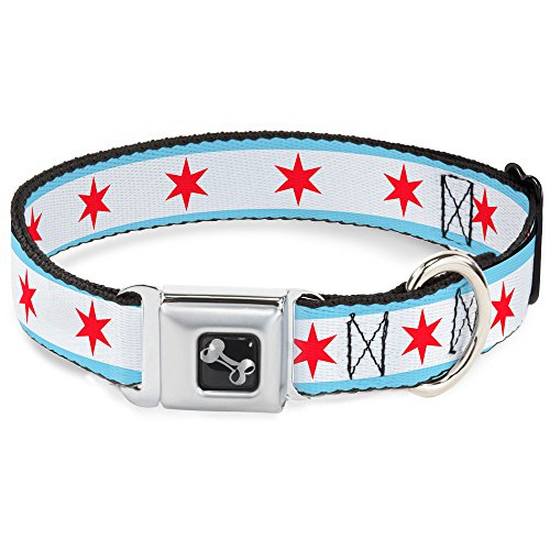 Buckle-Down 22,9–38,1 cm Chicago Flagge Hunde-Halsband mit Knochen, klein von Buckle-Down