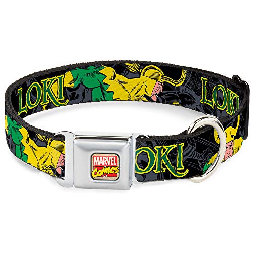 Buckle Down 22,9–38,1 cm Marvel Comics Loki in Action schwarz/grau/gelb/grün Hundehalsband von Buckle-Down