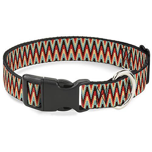 Buckle-Down 27,9–43,2 cm Jagged Zig Zag braun/Aqua/cremefarben/Rot Kunststoff Clip Kragen, Medium von Buckle-Down