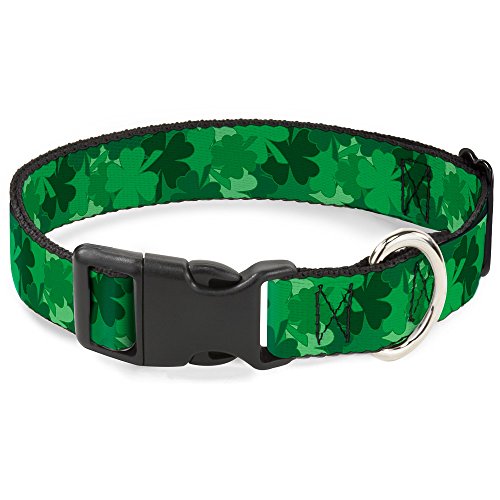 Buckle-Down St. Pat's Hundehalsband, gestapeltes Kleeblatt, Kunststoff, Größe L, 38,1–66 cm von Buckle-Down