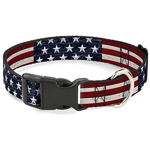 Buckle Down Americana Rustikal Stars & Stripes Kunststoff Clip Halsband, 1/5,1 cm X 20,3–30,5 cm/mittel von Buckle-Down