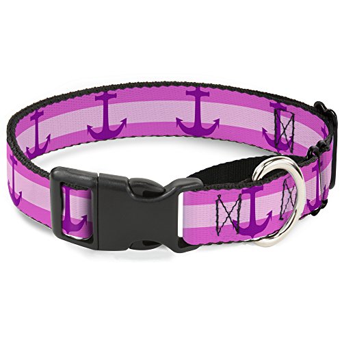 Buckle-Down Anker/Streifen pink/lila Martingale Hundehalsband, 2,5 cm Wide-fits 22,9–38,1 cm Neck-small von Buckle-Down