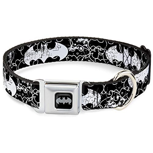 Buckle-Down BMA Batman schwarz/Silber Hund Halsband, L - Fits 15-26" - 1.0" Wide von Buckle-Down