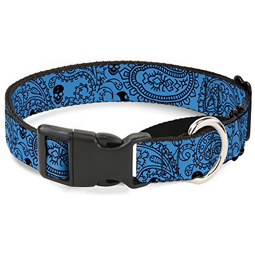 Buckle-Down Bandana/Skulls Baby Blue/Black Martingale Dog Collar, 1" Wide-Fits 9-15" Neck-Small von Buckle-Down