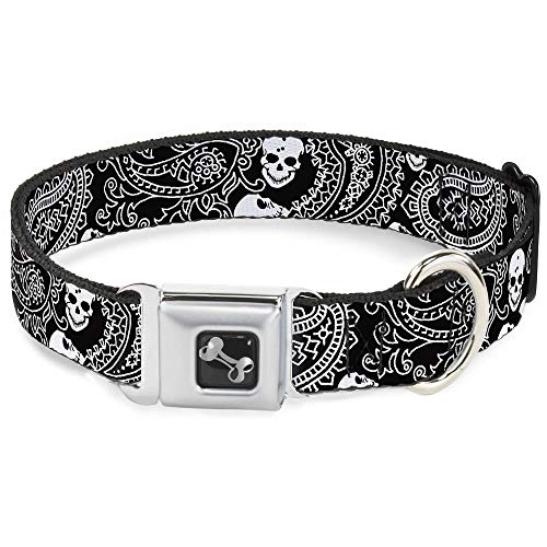 Buckle-Down Bandana/Skulls schwarz/weiß Hundehalsband Bone, medium/27,9–43,2 cm von Buckle-Down