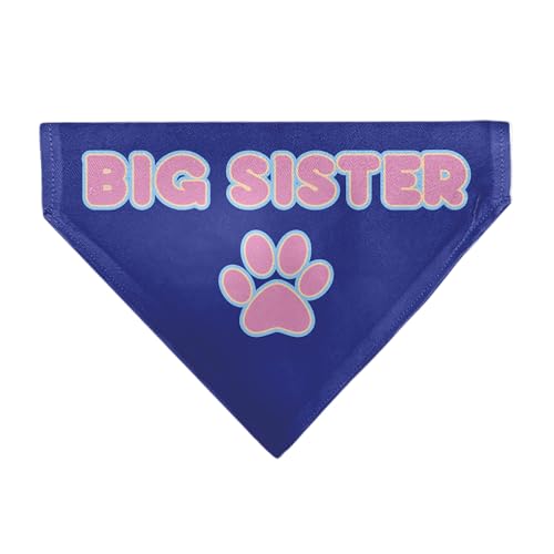 Buckle-Down Bandana mit Aufschrift "Big Sister" und Pfotenabdruckmotiv, Lavendelfarben von Buckle-Down