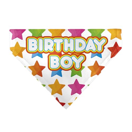 Buckle-Down Bandana mit Aufschrift "Birthday Boy" mit Text und Sternen, mehrfarbig, Weiß von Buckle-Down