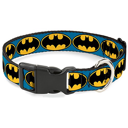 Buckle-Down Bat Signal 3 blau/schwarz/gelb Kunststoff Clip Halsband von Buckle-Down