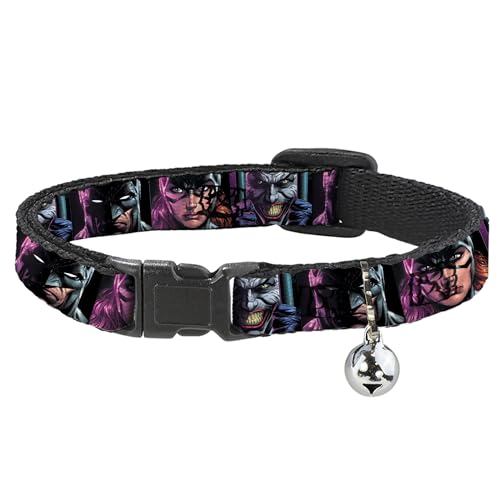 Buckle Down Batman Batgirl & Joker.., Breakaway Katzenhalsband mit Glöckchen, Kunststoffclip, leicht verstellbar, 21,6 cm bis 30,5 cm - 1,3 cm breit von Buckle-Down