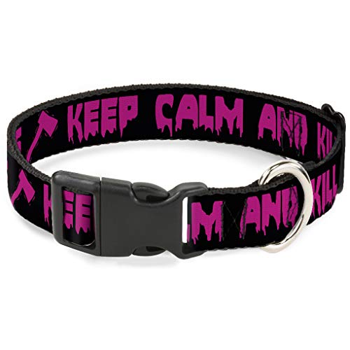 Buckle-Down Breakaway Katzenhalsband, Aufschrift Keep Calm and Kill Zombies, Schwarz/Pink von Buckle-Down