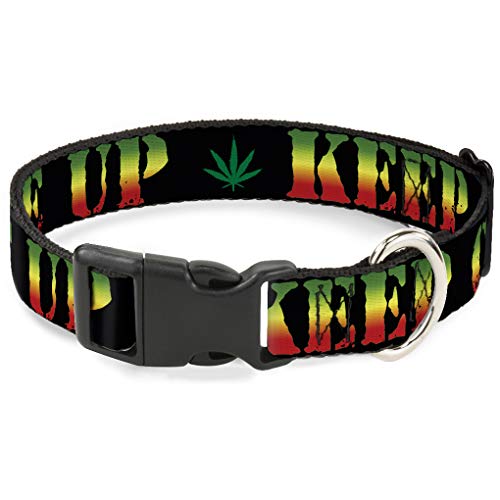 Buckle-Down Breakaway Katzenhalsband, Aufschrift Keep Calm and Smoke Up, Schwarz/Rasta von Buckle-Down