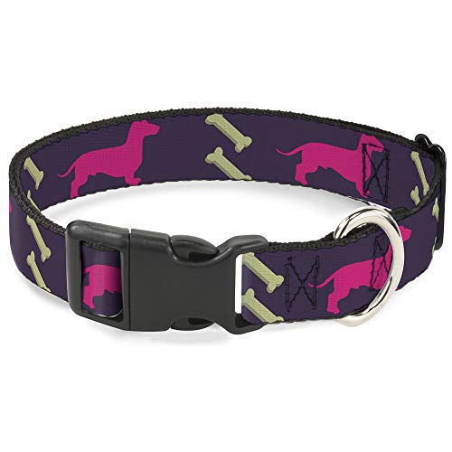 Buckle-Down Breakaway Katzenhalsband, Dackel und Knochen, Violett/Fuchsia/Grün von Buckle-Down