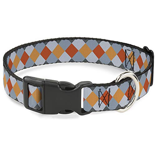 Buckle-Down Breakaway Katzenhalsband, Diamantkariert, Grau/Orange von Buckle-Down