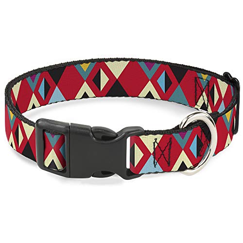 Buckle-Down Breakaway Katzenhalsband, Geometric9, Schwarz/Rot/Türkis/Elfenbein von Buckle-Down