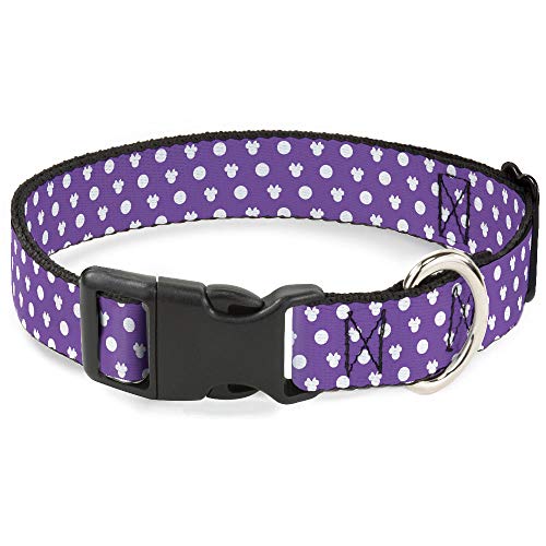 Buckle-Down Breakaway Katzenhalsband, Minnie-Maus-Ohren, Monogramm/Punkte, Violett/Weiß von Buckle-Down