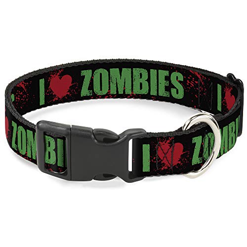 Buckle-Down Breakaway Katzenhalsband, Motiv: I Heart Zombies, Schwarz/Grün/Rot von Buckle-Down