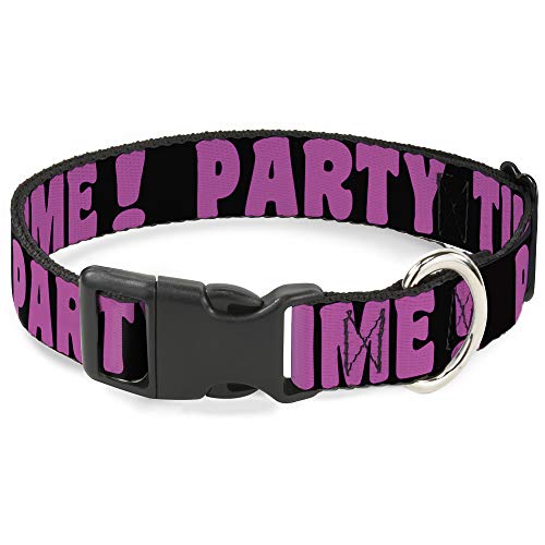 Buckle-Down Breakaway Katzenhalsband, Partyzeit, Schwarz/Fuchsia von Buckle-Down