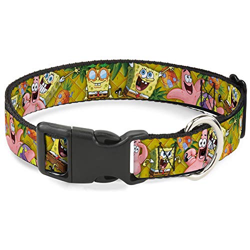 Buckle-Down Breakaway Katzenhalsband, Spongebob & Patrick Seestern Posen Ananas Gold von Buckle-Down