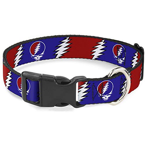 Buckle-Down Breakaway Katzenhalsband, Steal Your face w/Lightning Bolt Repeat, Rot/Weiß/Blau von Buckle-Down