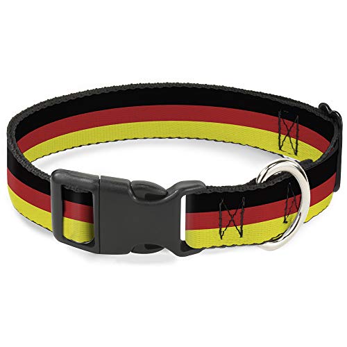 Buckle-Down Breakaway Katzenhalsband, gestreift, Schwarz/Rot/Gelb von Buckle-Down