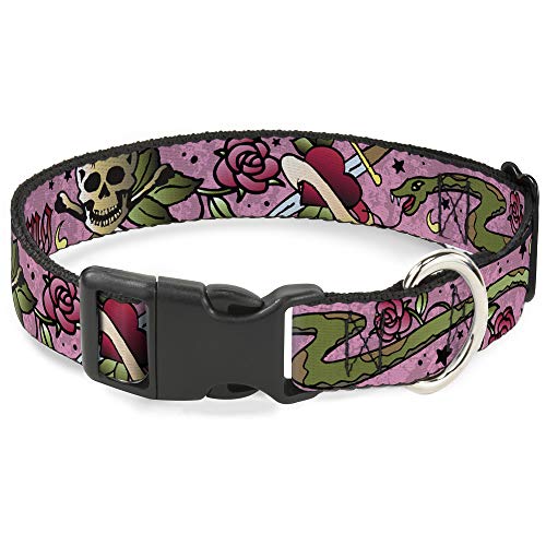 Buckle-Down Breakaway Katzenhalsband – Live Hard Die Young Pink von Buckle-Down