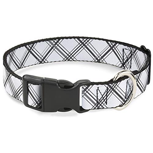 Buckle-Down Breakaway Katzenhalsband - Plaid X Weiß/Grau von Buckle-Down