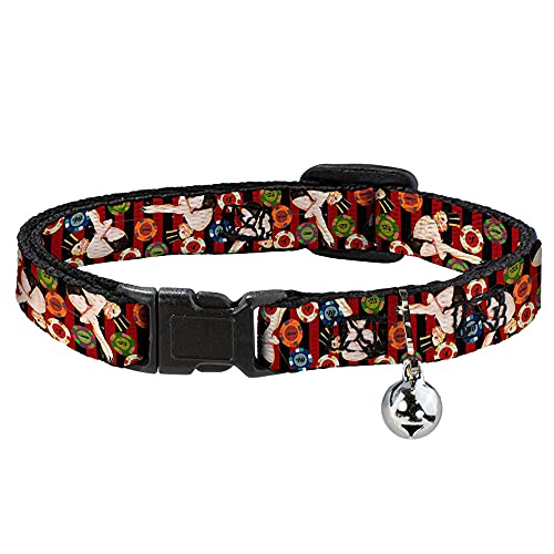 Buckle-Down Breakaway Katzenhalsband - Zylinderhut Pin Up Girl/Poker Chips Vertikale Streifen Rot/Schwarz von Buckle-Down