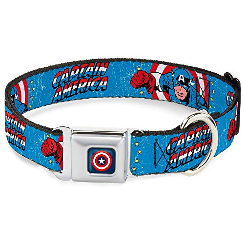 Buckle-Down Cab Captain America Shield Navy Hundehalsband von Buckle-Down