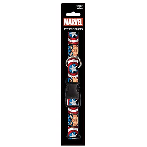 Buckle-Down Captain America Hundehalsband, Kunststoffclip, für Gesichtsdrehungen, Nahaufnahme, 28,9 bis 43,2 cm, 2,5 cm breit von Buckle-Down