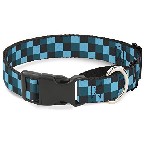 Buckle Down Checker Trio Baby Blau/Schwarz/Türkis Martingale Hundehalsband, 2,5 cm Wide-fits 38,1–66 cm Neck-Large von Buckle-Down