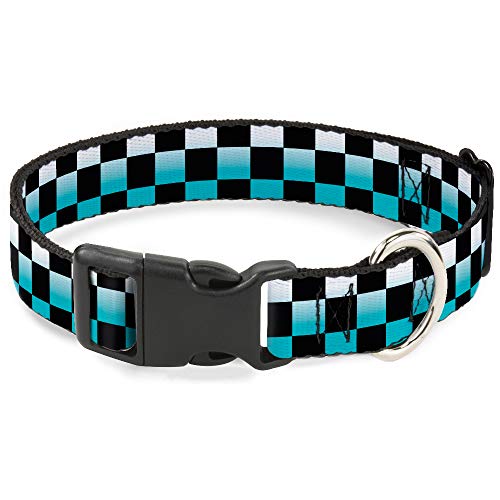 Buckle Down Checker schwarz-türkis, Kunststoff, 1,5 cm Wide-fits 18–32 Neck-Large von Buckle-Down