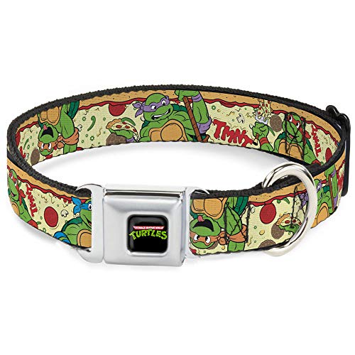 Buckle-Down "Classic TMNT Turtle Pizza SICHERHEITSGURT Hund Halsband, 2,5 cm X 38,1–66 cm/groß von Buckle-Down