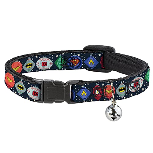 Buckle Down DC Comics Justice League Katzenhalsband mit Glöckchen, Kunststoffclip, leicht verstellbar, 21,6 cm bis 30,5 cm - 1,3 cm breit von Buckle-Down