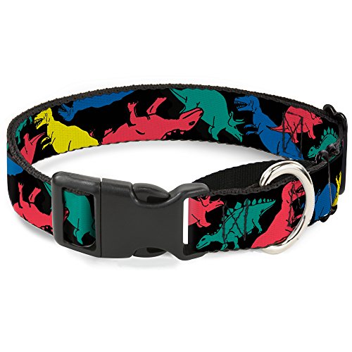 Buckle-Down Dinosaurier schwarz/Multi Farbe Martingale Hundehalsband, 3,8 cm Wide-fits 40,6–58,4 cm Neck-medium von Buckle-Down