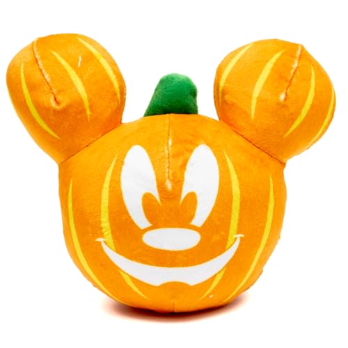 Buckle-Down Disney Quietschendes Plüsch-Hundespielzeug für große, mittelgroße und kleine Hunde, Halloween Mickey Mouse Kürbisgesicht von Buckle-Down