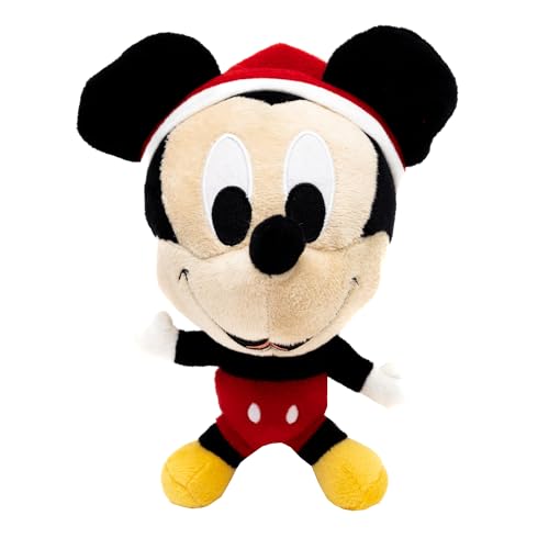 Buckle-Down Disney Quietschendes Plüsch-Hundespielzeug für große, mittelgroße und kleine Hunde, Micky Maus Weihnachtsmannmütze, Ganzkörper-Pose, 12,7 x 16,5 cm von Buckle-Down