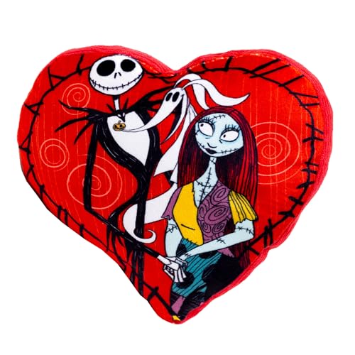 Buckle-Down Disney Quietschendes Plüsch-Hundespielzeug für große, mittelgroße und kleine Hunde, "The Nightmare Before Christmas", Jack und Sally Herz-Pose, 7,6 x 19,1 cm von Buckle-Down