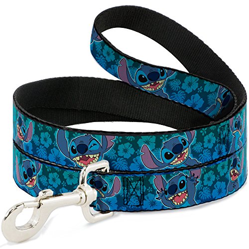 Buckle-Down Dog Leash Stitch Expressions Hibiscus Collage Green Blue Fade 4 Feet Long 1.5 Inch Wide, Multicolor (DL-WDY262-W) von Buckle-Down