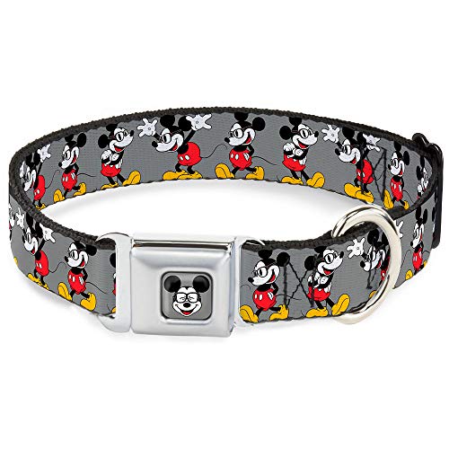 Buckle-Down Dybt Mickey Mouse w/Gläser Full Farbe Grau Hund Halsband von Buckle-Down