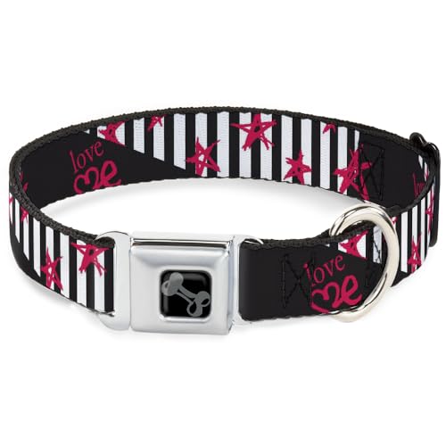 Buckle-Down Easy Adjustable Metal Seatbelt Buckle Quick Release Dog Collar, Love Me Sketch Stars Stripes, 20 to 31 Inches 1.5 Inch Wide-Large von Buckle-Down