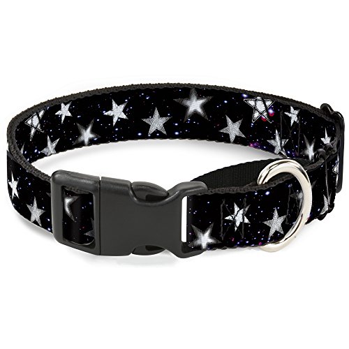 Buckle-Down Glowing Stars In Space Martingale-Hundehalsband, 3,8 cm breit, passend für Halsumfang von 40,6–58,4 cm, Schwarz/Violett/Weiß, Größe M von Buckle-Down