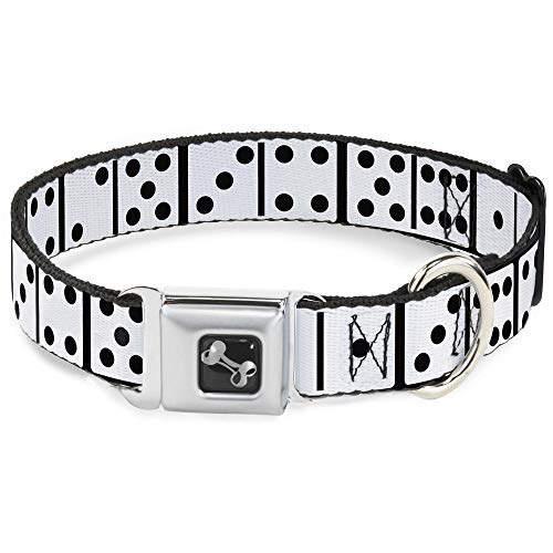 Buckle Down Gurtschnalle Hundehalsband Dominos Schwarz/Weiß/Schwarz, 1" Wide - Fits 9-15" Neck - Small, Mehrfarbig von Buckle-Down