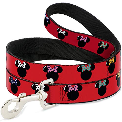 Buckle-Down Haustier-Leine, Minnie-Maus-Silhouette, rot/schwarz/gepunktet, 180 cm lang, 2,5 cm breit von Buckle-Down