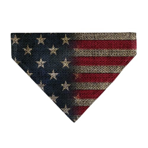 Buckle-Down Hochwertiger strapazierfähiger Stoff für Haustiere, Einstecktuch, Lätzchen, Schlupfkragen, Bandanas, Vintage-Stil, US-Flagge, dehnbar von Buckle-Down